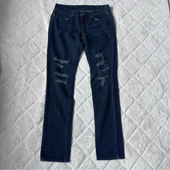 Victoria's Secret PINK | Bling Dark Wash Distressed Skinny Jeans | Size 4 - Picture 2 of 15